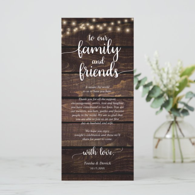 Rustic Place Setting Dinner Party Thank You Card (Standing Front)