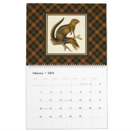 Rustic Plaid and Vintage Nature Calendar | Zazzle