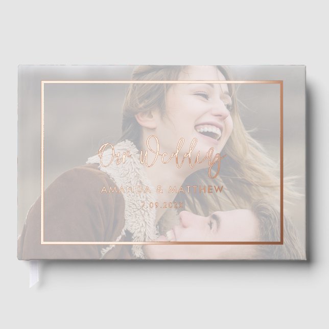 Rustic Plaid Anderson Photo Tartan Custom Foil Guest Book (Front)