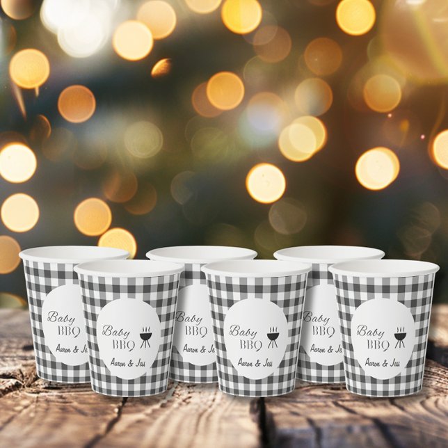 Rustic Plaid Baby BBQ Baby Shower Paper Cup (Creator Uploaded)
