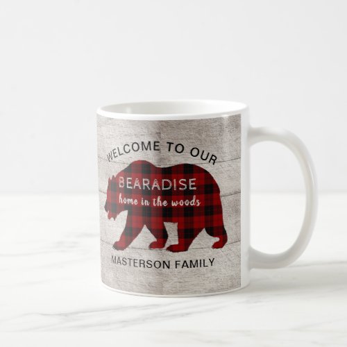 Rustic Plaid Bear Family Woodland Welcome Coffee Mug