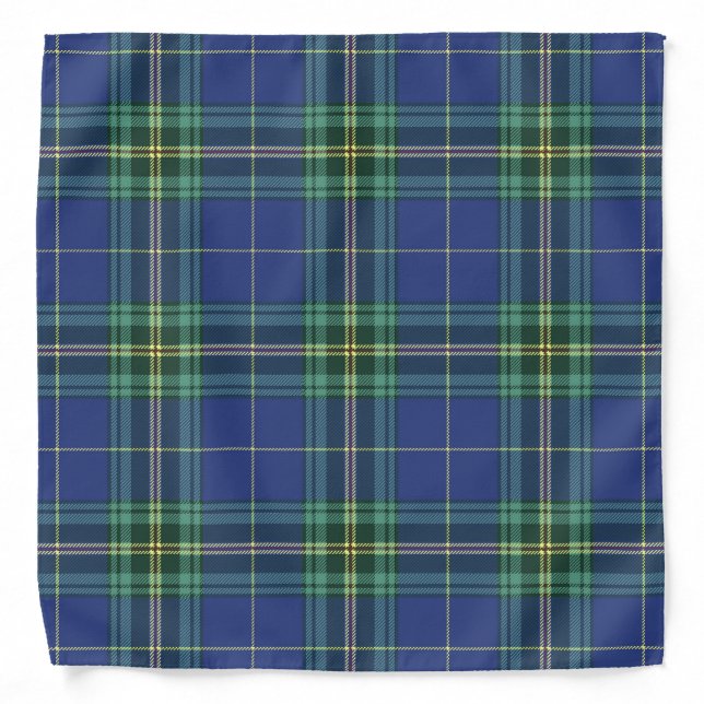 Rustic Plaid Blue Classic Tartan Bandana (Front)