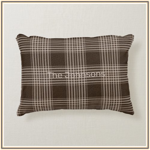 Rustic Plaid Brown and Beige  Accent Pillow