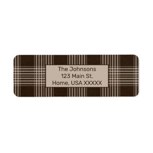 Rustic Plaid Brown and Beige Label