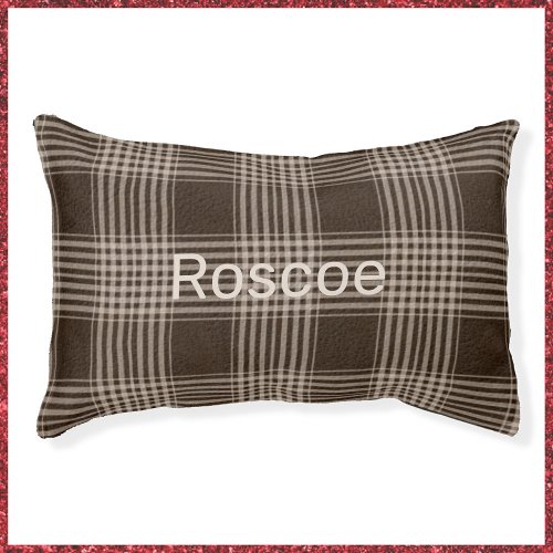 Rustic Plaid Brown and Beige   Pet Bed