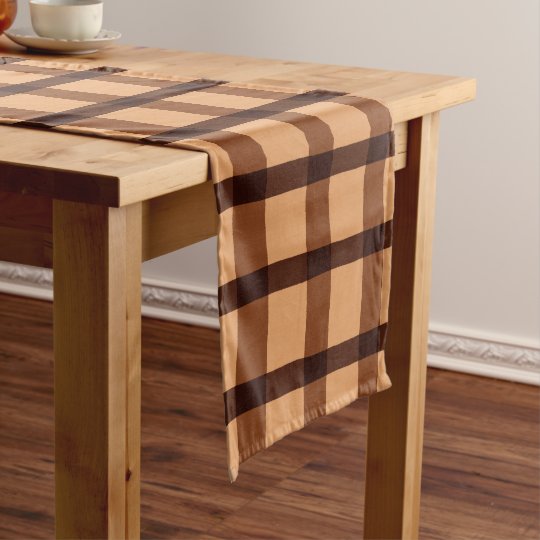 Rustic Plaid Brown Buffalo Check Long Table Runner