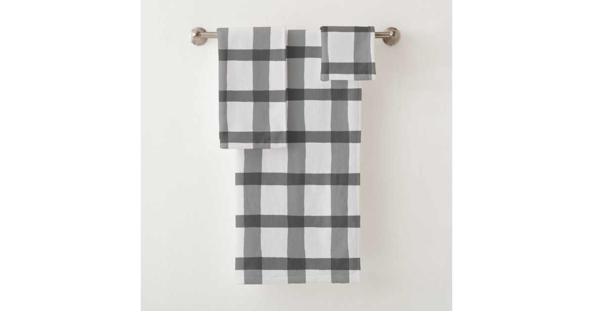 Christmas Red Vintage Truck Buffalo Plaid Add Name Bath Towel Set, Zazzle