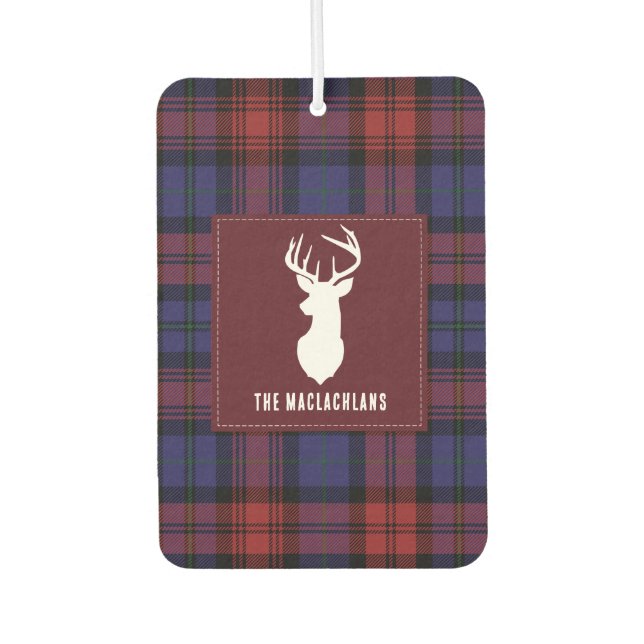Rustic Plaid Burgundy Purple Family Name Tartan Air Freshener (Front)