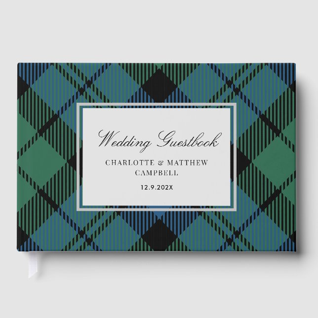 Rustic Plaid Campbell Custom Wedding Tartan Guest Book (Front)