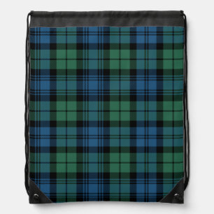 Rustic Plaid Campbell Green Blue Tartan Drawstring Bag