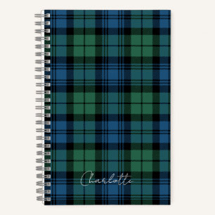 Rustic Plaid Campbell Green Blue Tartan Notebook