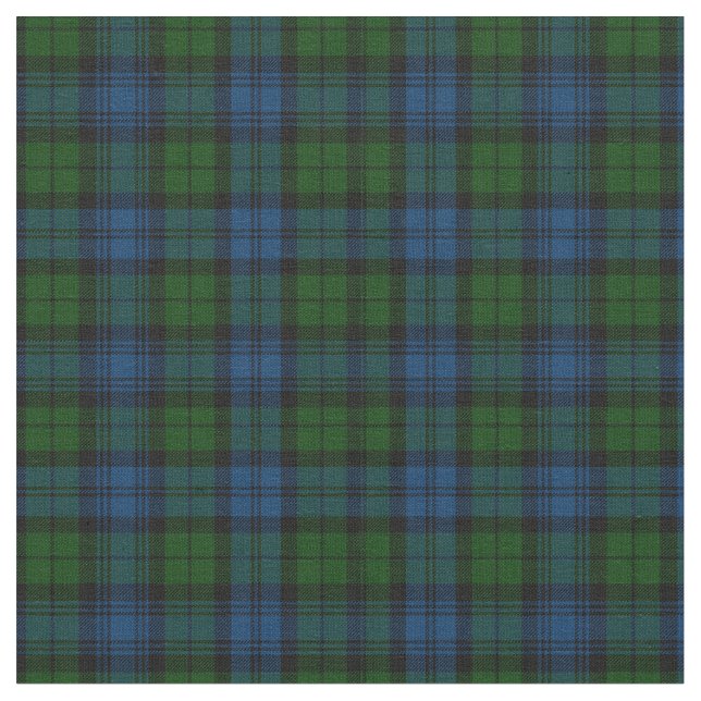 Rustic Plaid Campbell Military Green Tartan Fabric (Close Up)