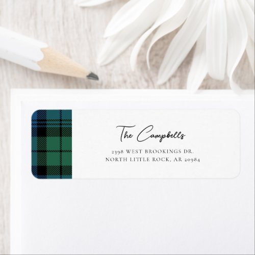 Rustic Plaid Campbell Tartan Return Address Label