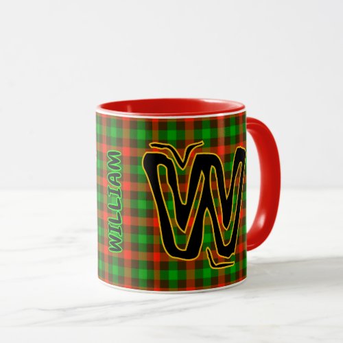 Rustic Plaid Checkered Monogrammed Vintage Coffee  Mug