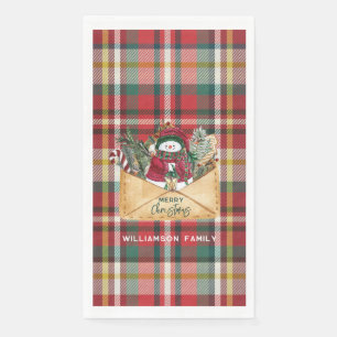 Rustic Plaid Christmas Custom Family Paper Guest Towels