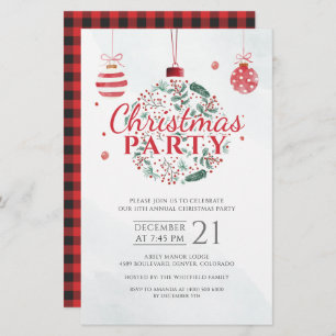 Rustic Plaid Christmas Holiday Party Invitation Stationery