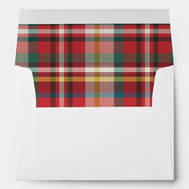 Rustic Plaid Christmas Holidays Return Addressed Envelope (Back (Bottom))
