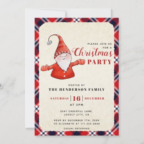 Rustic Plaid Christmas Party Invitation