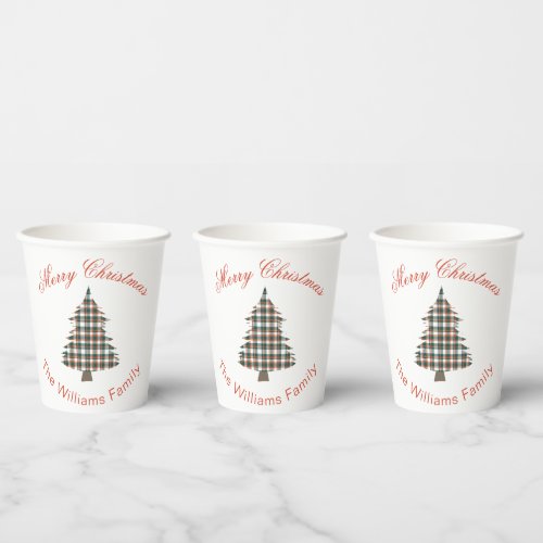Rustic Plaid Christmas Tree Holiday Party Paper Cups