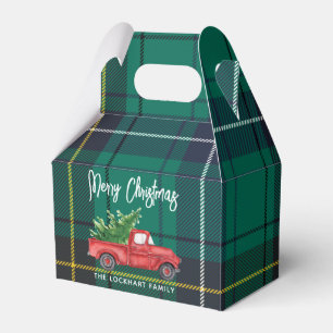 Rustic Plaid Christmas Vintage Red Truck Tartan Favor Boxes