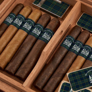 Rustic Plaid Cigar Band Sticker Custom Cabin Label