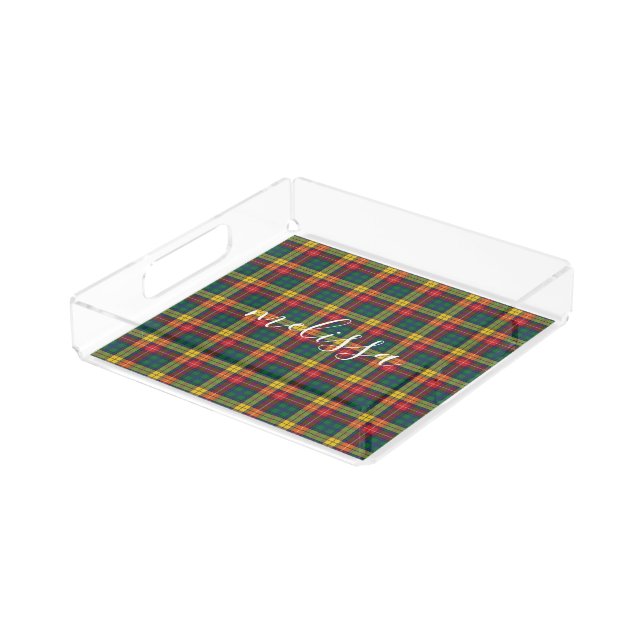 Rustic Plaid Clan Buchanan Plaid Tartan Acrylic Tray (Angled)