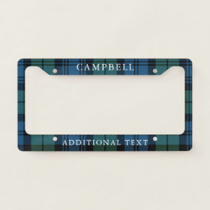 Rustic Plaid Clan Campbell Green Tartan Custom License Plate Frame