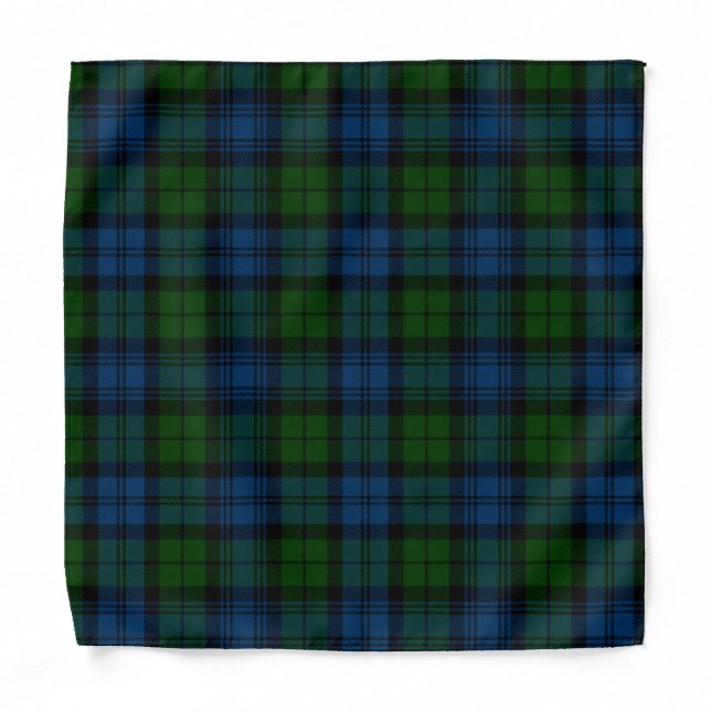 Rustic Plaid Clan Campbell Military Green Tartan Bandana (Front)