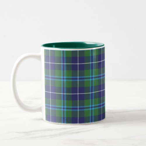 Rustic Plaid Clan Douglas Blue Green Tartan Two_Tone Coffee Mug