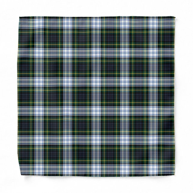 Rustic Plaid Clan Gordon Green Blue Tartan Bandana (Front)