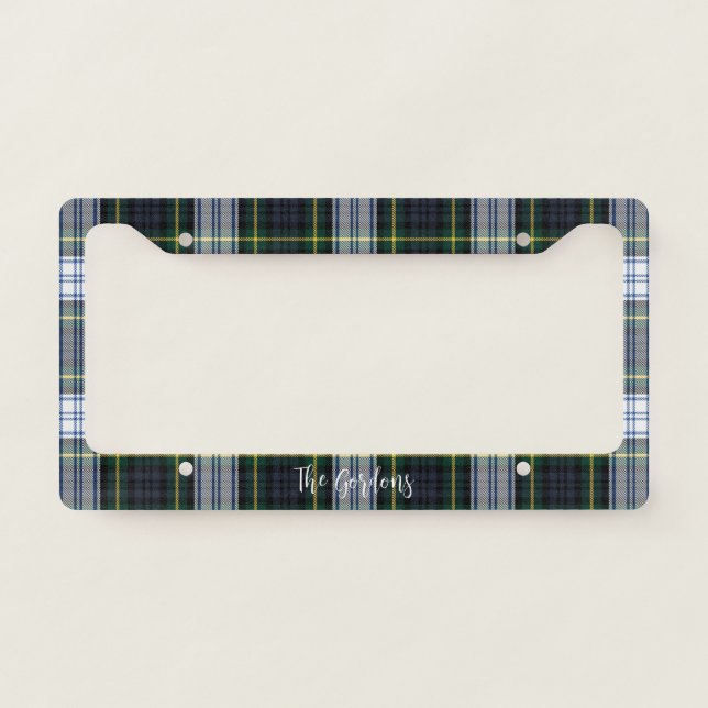 Rustic Plaid Clan Gordon Personalized Tartan License Plate Frame (Front)