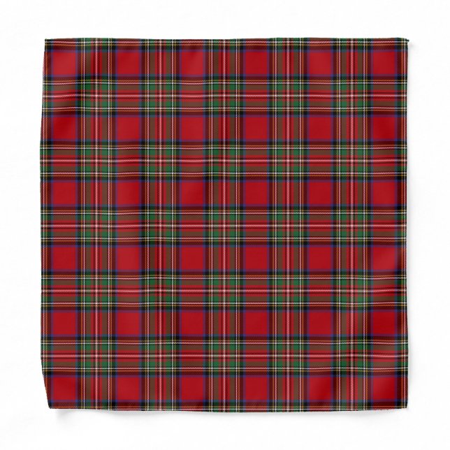 Rustic Plaid Clan Stewart Red Green Tartan Bandana (Front)