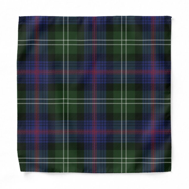Rustic Plaid Clan Sutherland Green Purple Tartan Bandana (Front)