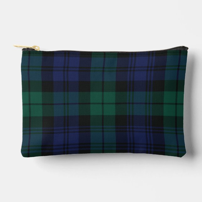 Rustic Plaid Classic Green Tartan Accessory Pouch (Front)