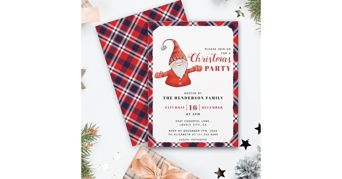 Rustic Plaid Cute Christmas Party Invitation Zazzle