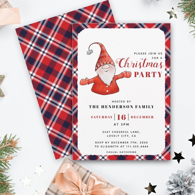 Rustic Plaid Cute Christmas Party Invitation (Creator Uploaded)