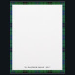Rustic Plaid Cute Green Tartan Family Holiday Letterhead<br><div class="desc">Easily add your name and year by clicking the "Personalize" button. Perfect for any occasion,  this letterhead features rustic plaid Davidson Tartan with modern typography that you can easily change.</div>