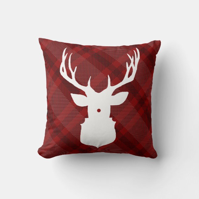 RUSTIC PLAID DEER | STYLISH HOLIDAY PILLOW (Front)