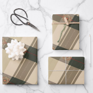 Rustic Plaid Elegance: Folk English Design Wrapping Paper Sheets