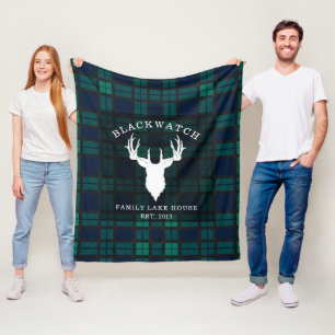 Rustic Plaid Elegant Blackwatch Tartan Fleece Blanket