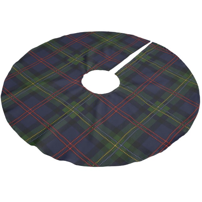 Rustic Plaid Elegant Classic Holiday Tartan Brushed Polyester Tree Skirt (Angled)