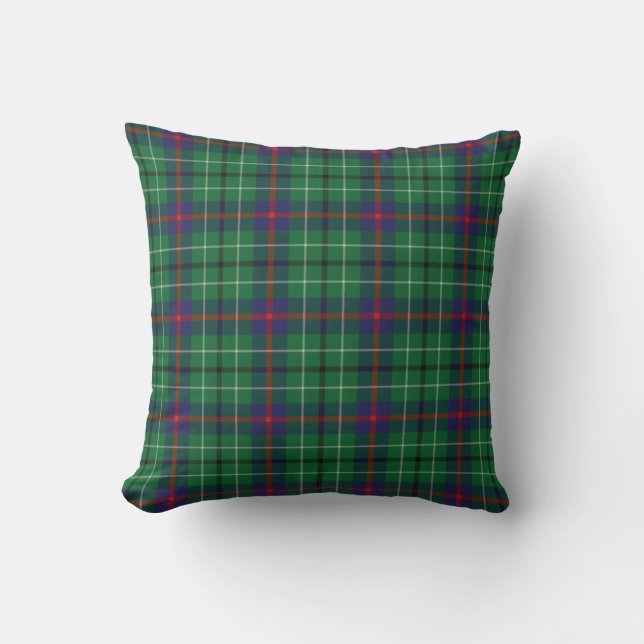 Rustic Plaid Elegant Duncan Green Tartan Throw Pillow (Front)