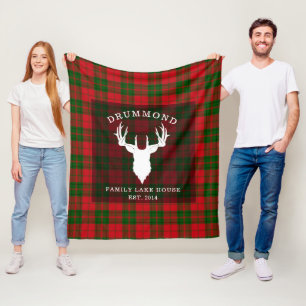 Rustic Plaid Family Farm House Drummond Tartan Fleece Blanket