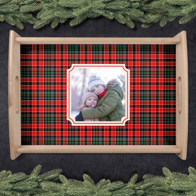 Rustic Plaid Family Photo Christmas  Serving Tray (Rustic Plaid Family Photo Christmas Serving Tray)