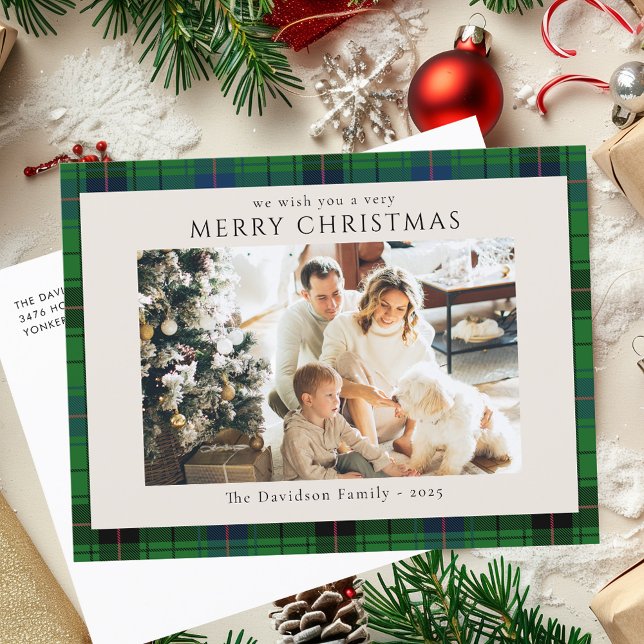 Rustic Plaid Family Photo Custom Tartan Christmas Holiday Postcard (Rustic Plaid Family Photo Custom Tartan Christmas Holiday Postcard)