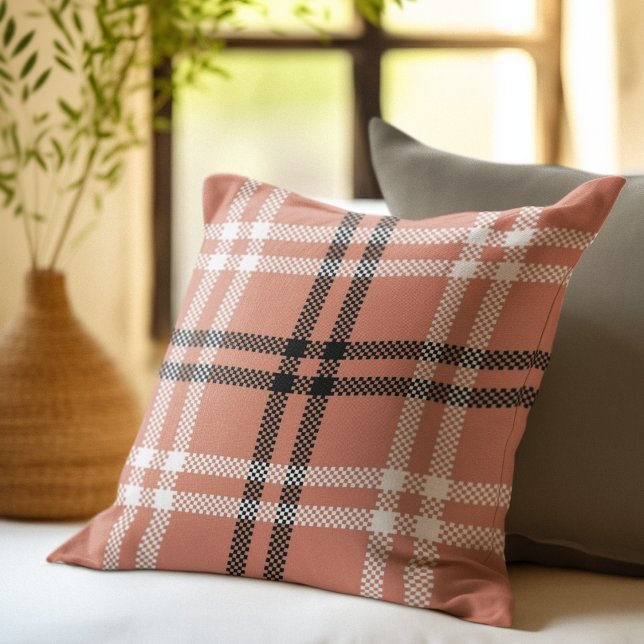 Rustic Plaid Flannel Burnt Orange Modern Farmhouse Throw Pillow (Creator Uploaded)