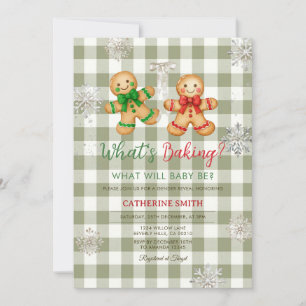 Rustic Plaid Gingerbread Snowflake Baby Shower Invitation