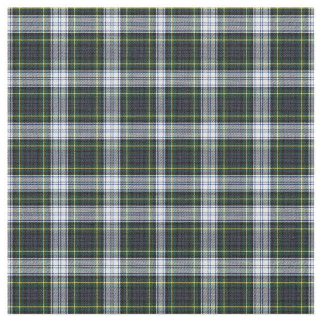 Rustic Plaid Gordon White Green Check Tartan Fabric (Close Up)