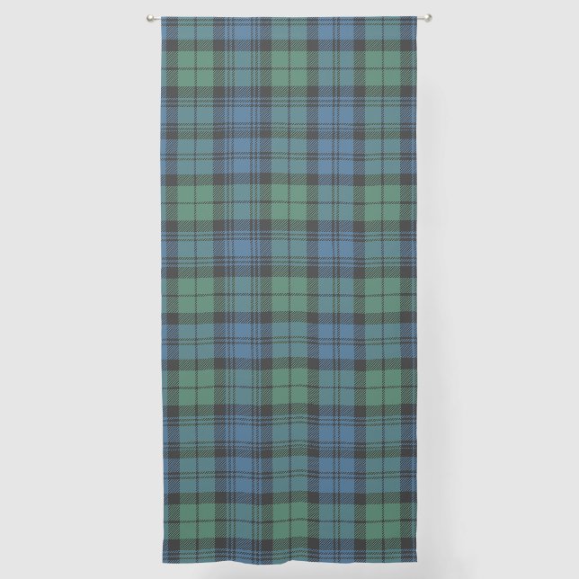 Rustic Plaid Green and Blue Campbell Tartan Sheer Curtains (Front)