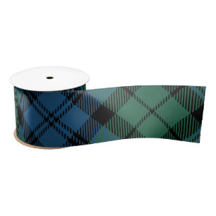 Rustic Plaid Green Blue Clan Campbell Tartan Satin Ribbon